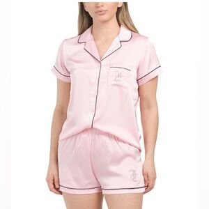 JUICY COUTURE Satin Notch Collar Pajama Set